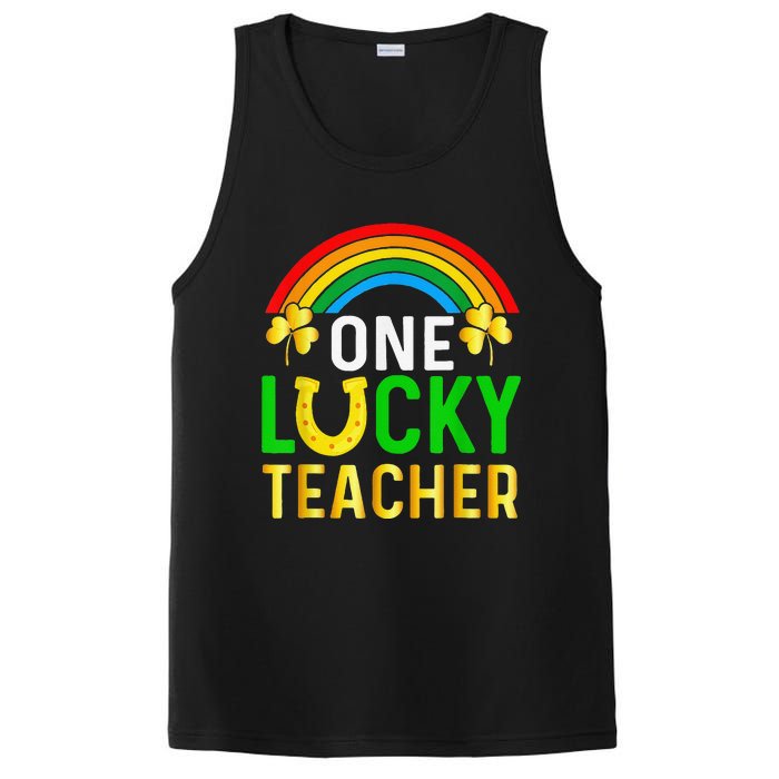 One Lucky Teacher Gift Saint Patrick's Day Shamrock Leopard PosiCharge Competitor Tank