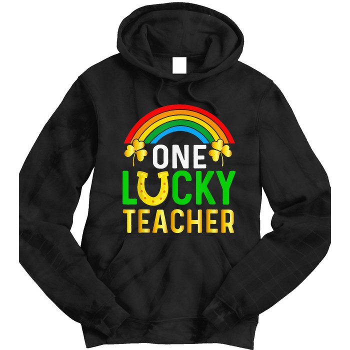 One Lucky Teacher Gift Saint Patrick's Day Shamrock Leopard Tie Dye Hoodie