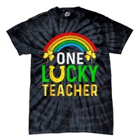 One Lucky Teacher Gift Saint Patrick's Day Shamrock Leopard Tie-Dye T-Shirt