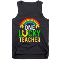 One Lucky Teacher Gift Saint Patrick's Day Shamrock Leopard Tank Top