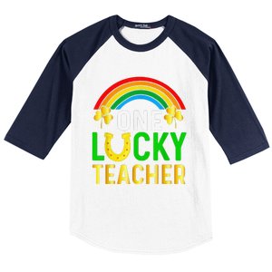 One Lucky Teacher Gift Saint Patrick's Day Shamrock Leopard Baseball Sleeve Shirt