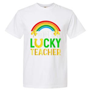 One Lucky Teacher Gift Saint Patrick's Day Shamrock Leopard Garment-Dyed Heavyweight T-Shirt