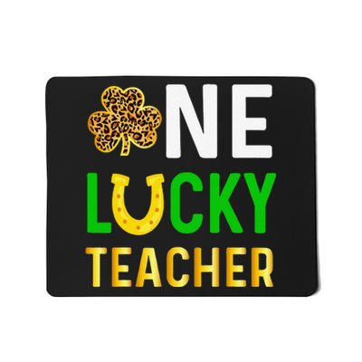 One Lucky Teacher Gift Saint Patrick's Day Shamrock Leopard Cute Mousepad