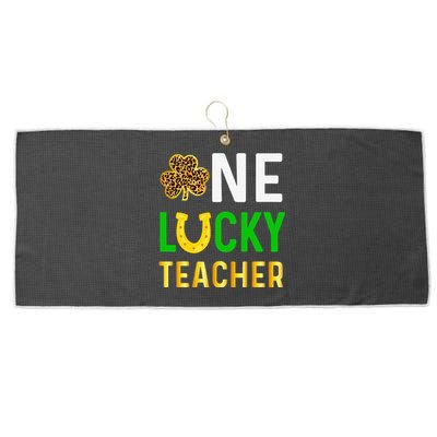 One Lucky Teacher Gift Saint Patrick's Day Shamrock Leopard Cute Large Microfiber Waffle Golf Towel