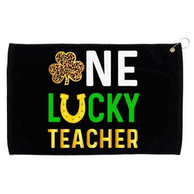 One Lucky Teacher Gift Saint Patrick's Day Shamrock Leopard Cute Grommeted Golf Towel