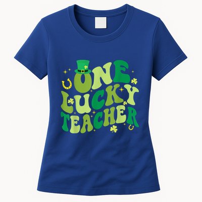 One Lucky Teacher Retro Vintage St PatrickS Day Womens T-Shirt