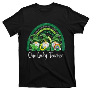 One Lucky Teacher Gnomes Happy St Patricks Day Rainbow Gnome T-Shirt