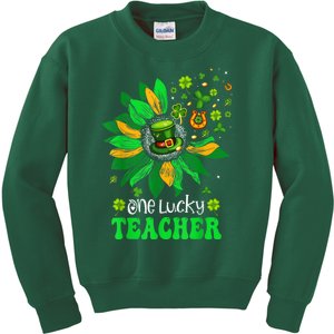 One Lucky Teacher St Patrick's Day Sunflower Kids Sweatshirt