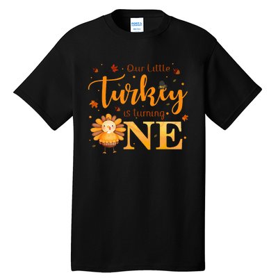 Our Little Turkey Is Turning One Boy 1st Birthday Girl Tall T-Shirt