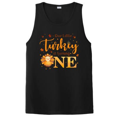 Our Little Turkey Is Turning One Boy 1st Birthday Girl PosiCharge Competitor Tank