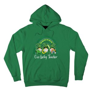 One Lucky Teacher Gnomes Happy St Patricks Day Rainbow Gnome Hoodie