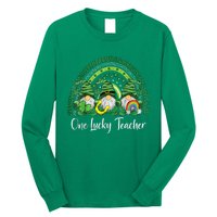 One Lucky Teacher Gnomes Happy St Patricks Day Rainbow Gnome Long Sleeve Shirt