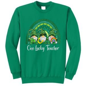 One Lucky Teacher Gnomes Happy St Patricks Day Rainbow Gnome Sweatshirt