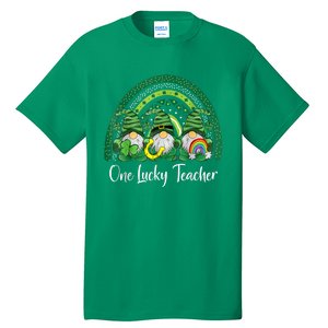 One Lucky Teacher Gnomes Happy St Patricks Day Rainbow Gnome Tall T-Shirt