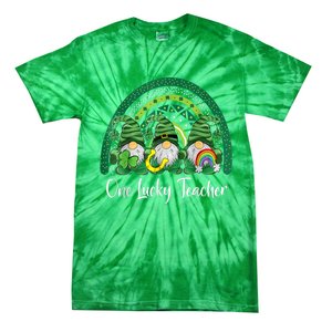 One Lucky Teacher Gnomes Happy St Patricks Day Rainbow Gnome Tie-Dye T-Shirt