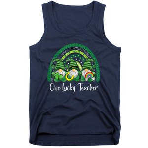 One Lucky Teacher Gnomes Happy St Patricks Day Rainbow Gnome Tank Top