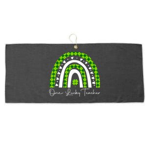 One Lucky Teacher Rainbow St Patrick’S Day Large Microfiber Waffle Golf Towel