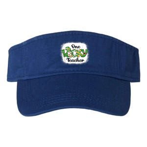 One Lucky Teacher Irish Gnome Leopard Patricks Day Gift Valucap Bio-Washed Visor