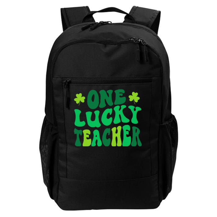 One Lucky Teacher Retro Groovy Shamrock St Patricks Day Daily Commute Backpack