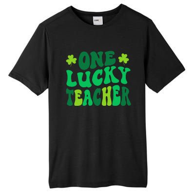 One Lucky Teacher Retro Groovy Shamrock St Patricks Day Tall Fusion ChromaSoft Performance T-Shirt