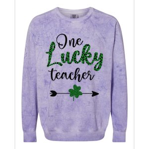 One Lucky Teacher St Patricks Day Gift For Teachers Colorblast Crewneck Sweatshirt