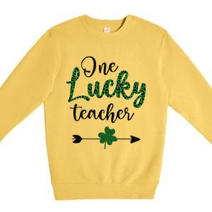 One Lucky Teacher St Patricks Day Gift For Teachers Premium Crewneck Sweatshirt