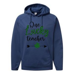 One Lucky Teacher St Patricks Day Gift For Teachers Performance Fleece Hoodie