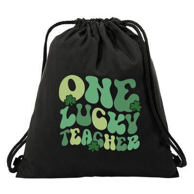 One Lucky Teacher St Patrick S Day Retro Blessed Teacher Gift Drawstring Bag