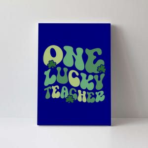 One Lucky Teacher St Patrick S Day Retro Blessed Teacher Gift Canvas