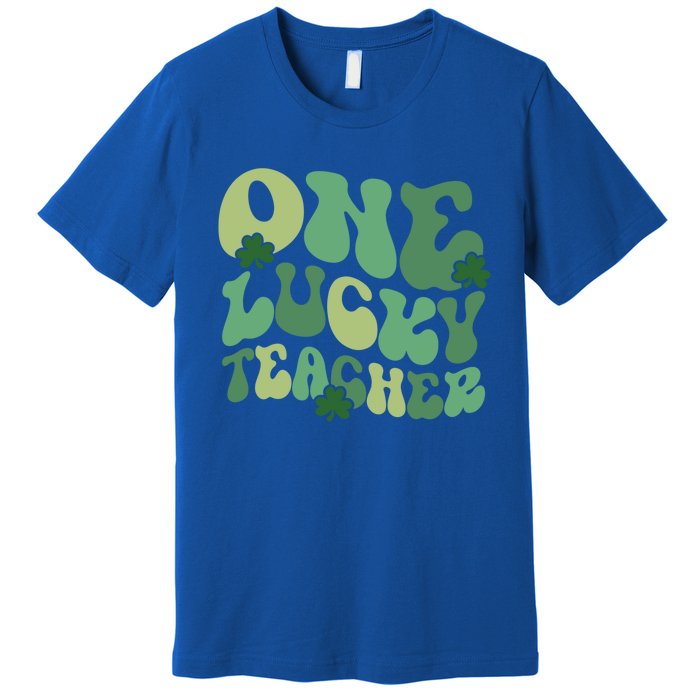 One Lucky Teacher St Patrick S Day Retro Blessed Teacher Gift Premium T-Shirt