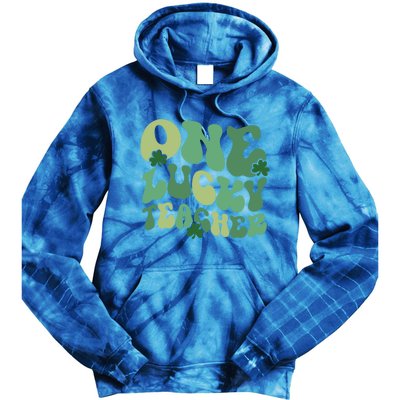 One Lucky Teacher St Patrick S Day Retro Blessed Teacher Gift Tie Dye Hoodie