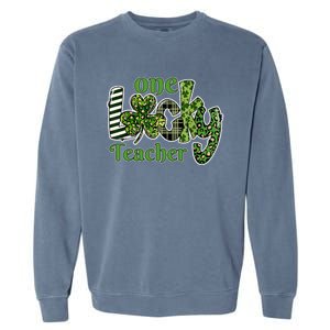 One Lucky Teacher Gift School Teachers Gift St Patricks Day Cute Gift Garment-Dyed Sweatshirt