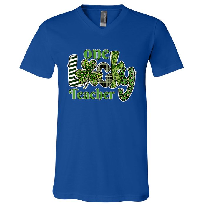 One Lucky Teacher Gift School Teachers Gift St Patricks Day Cute Gift V-Neck T-Shirt