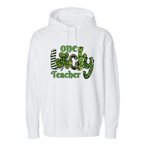 One Lucky Teacher Gift School Teachers Gift St Patricks Day Cute Gift Garment-Dyed Fleece Hoodie