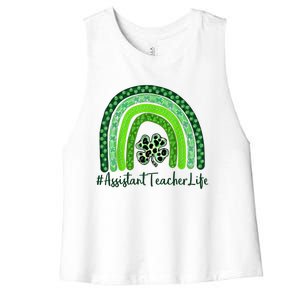 One Lucky Teacher St Patrick's Day Assistant Teacher For The Gift Women's Racerback Cropped Tank