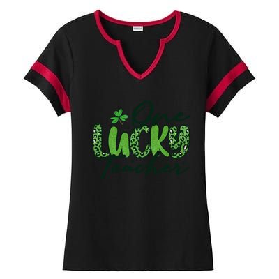 One Lucky Teacher St Patrick's Day Ladies Halftime Notch Neck Tee