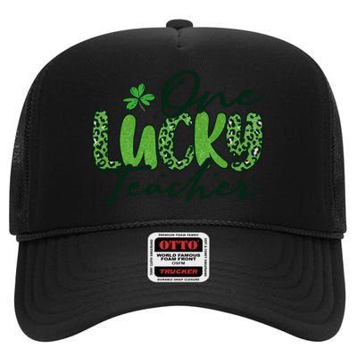 One Lucky Teacher St Patrick's Day High Crown Mesh Back Trucker Hat