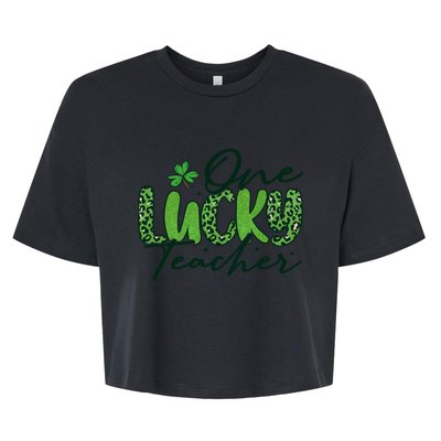 One Lucky Teacher St Patrick's Day Bella+Canvas Jersey Crop Tee