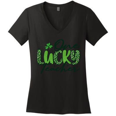 One Lucky Teacher St Patrick's Day Women's V-Neck T-Shirt