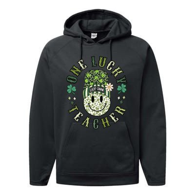 One Lucky Teacher St Patricks Day Performance Fleece Hoodie