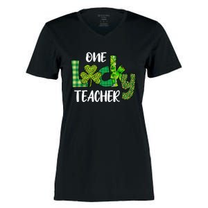 One Lucky Teacher St Women's Momentum V-Neck T-Shirt