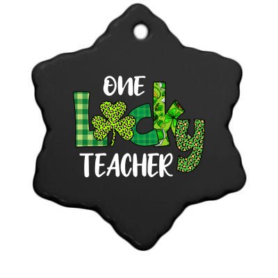 One Lucky Teacher St Ceramic Star Ornament