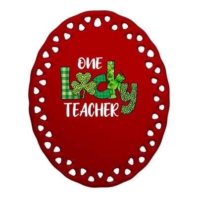 One Lucky Teacher St Ceramic Oval Ornament