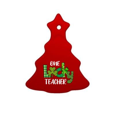 One Lucky Teacher St Ceramic Tree Ornament