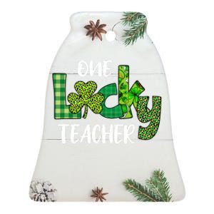 One Lucky Teacher St Ceramic Bell Ornament