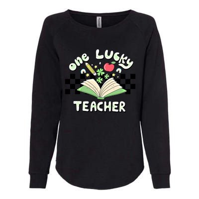 One Lucky Teacher Groovy Retro Saint Patricks Day Teacher Gift Womens California Wash Sweatshirt