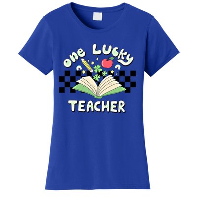 One Lucky Teacher Groovy Retro Saint Patricks Day Teacher Gift Women's T-Shirt