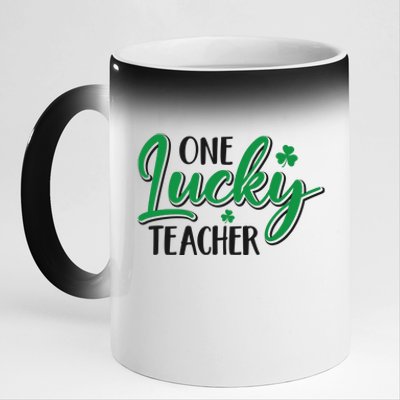 One Lucky Teacher, St Patrick's Day 11oz Black Color Changing Mug