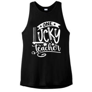 One Lucky Teacher_ St Ladies PosiCharge Tri-Blend Wicking Tank