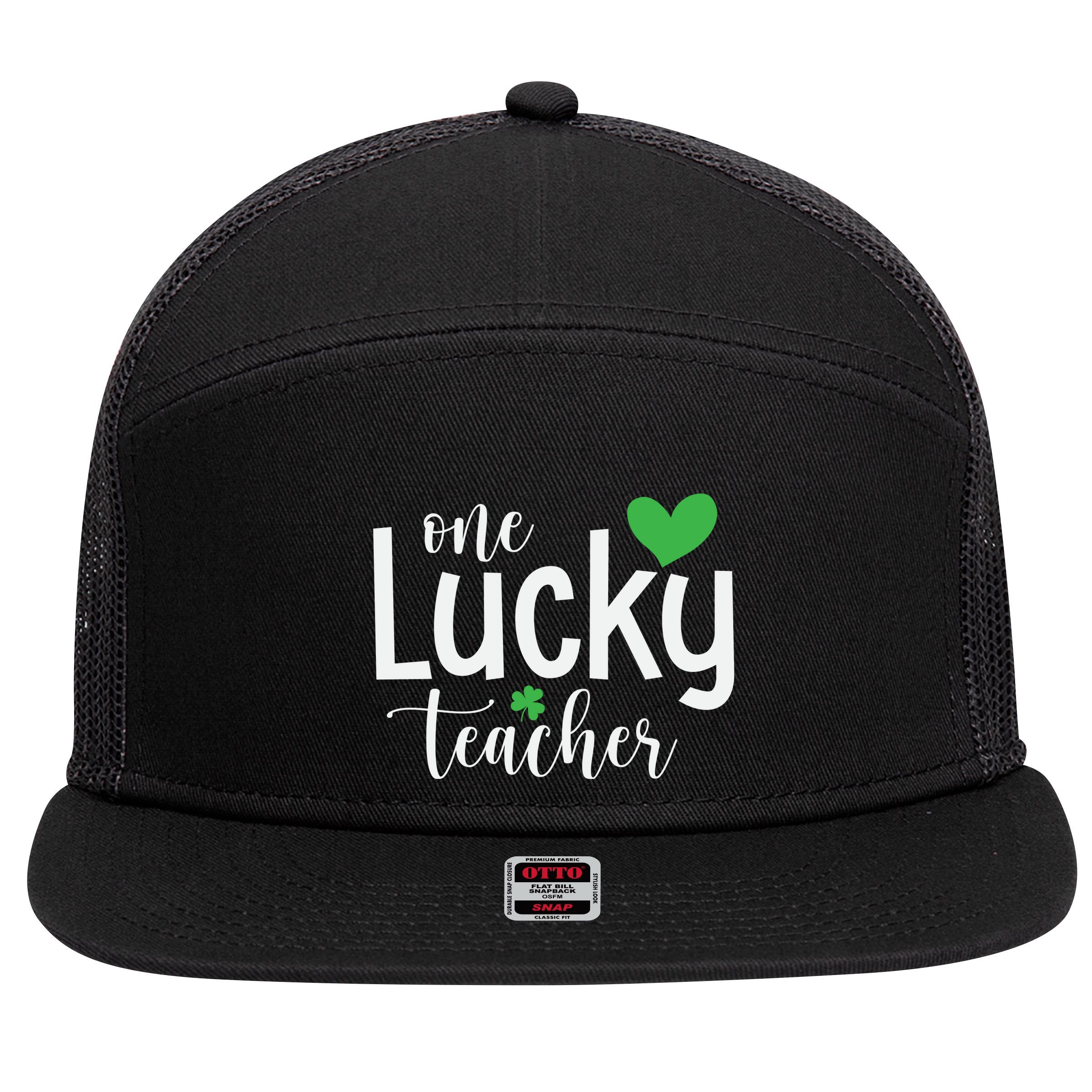 One Lucky Teacher 7 Panel Mesh Trucker Snapback Hat